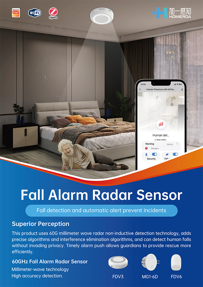 Fall alarm radar sensor